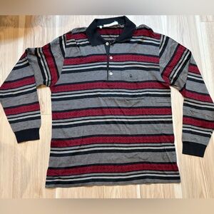 Vintage Christian Dior Monsieur Long Sleeve Striped Polo Shirt Size Medium